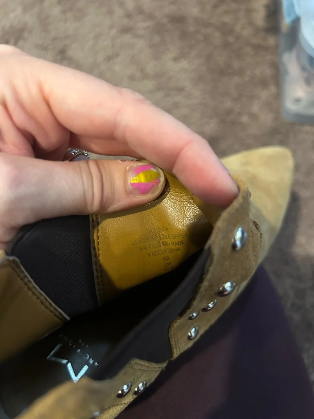 Marc Fisher Yentia Tan suede studded Chelsea ankle boots